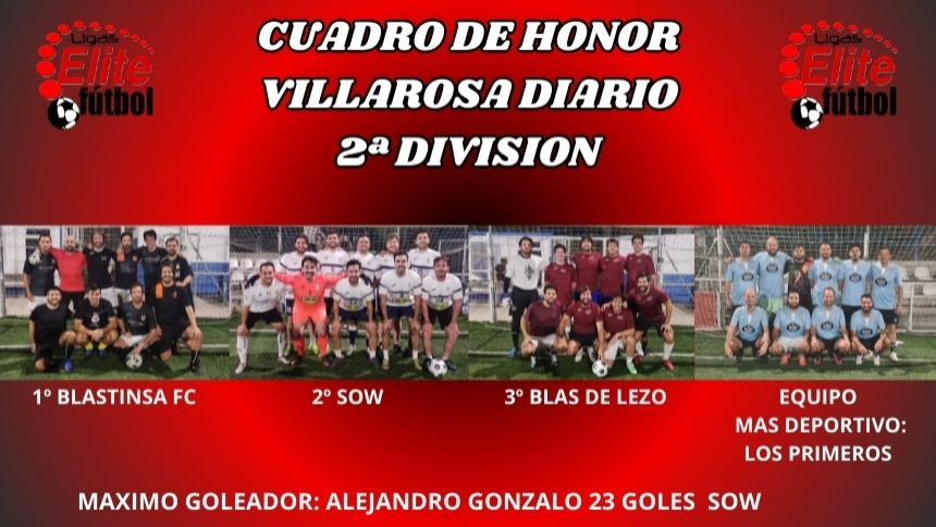CUADRO DE HONOR 2ª DIVISION VILLAROSA DIARIO